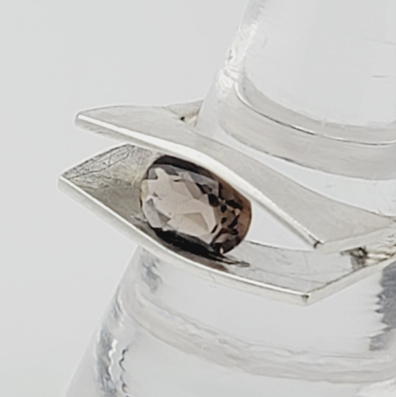 SMOKY QUARTZ CRYSTAL RING HANDMADE IN STERLING SILVER METAL SIZE 8.5 - Picture 6 of 7